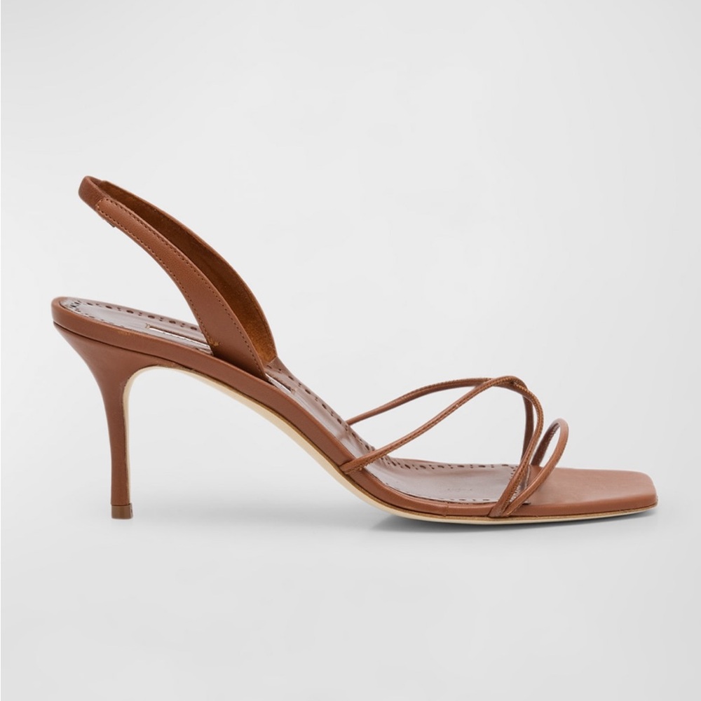 Manolo Blahnik Ninfea 70 Sandal in Medium Brown